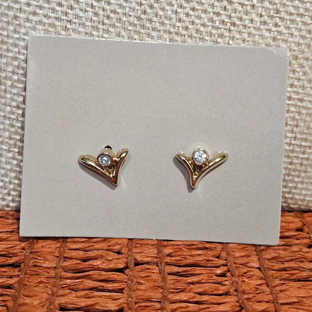 1985 Avon Sweeping Sparkle Earrings Surgical Steel Posts with Box